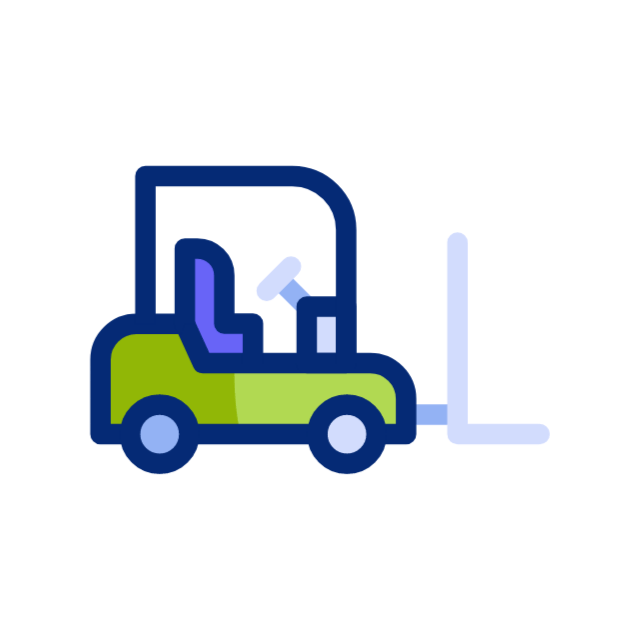 Loading animation showing a forklift moving